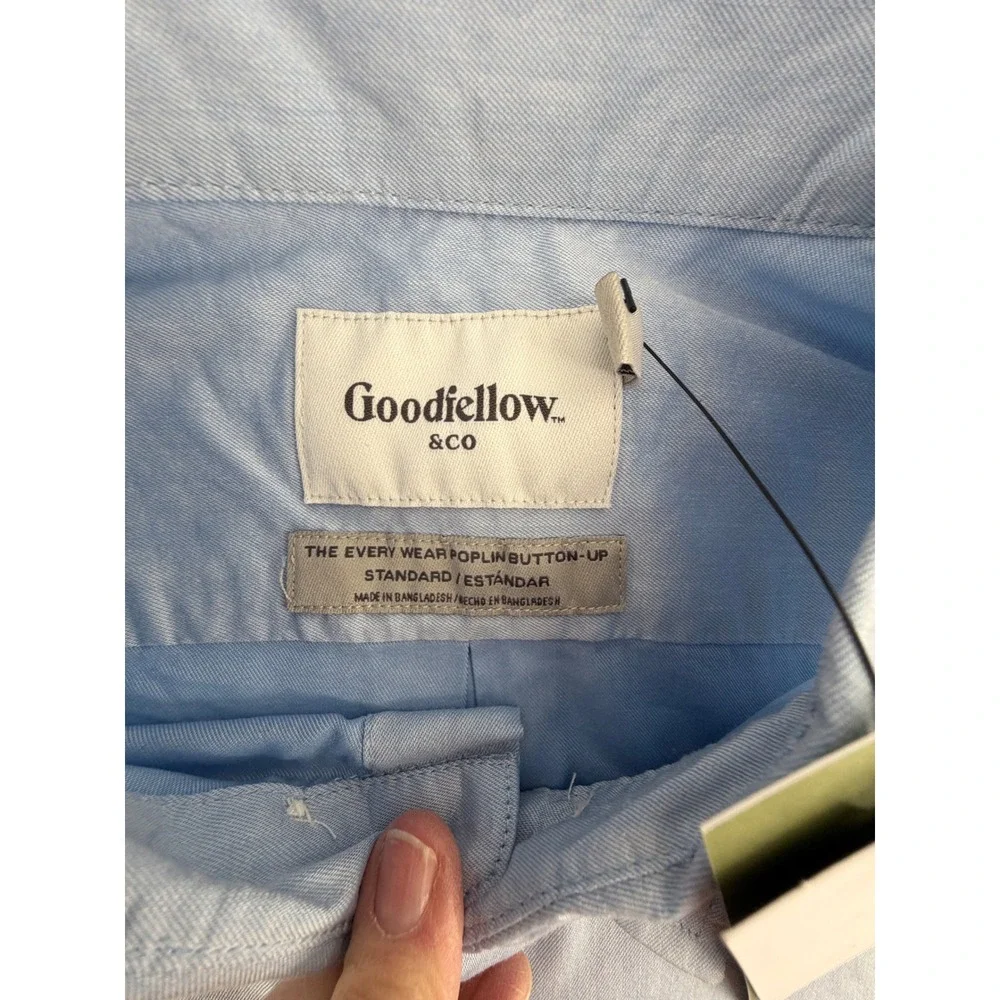 Goodfellow & Co Boys Light Blue Long Sleeve Button Shirt The Comfort Wear Size L